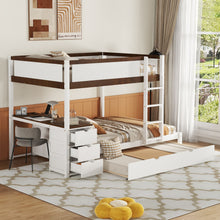Load image into Gallery viewer, Bunk Bed With Twin Size Trundle, Storage And Desk
