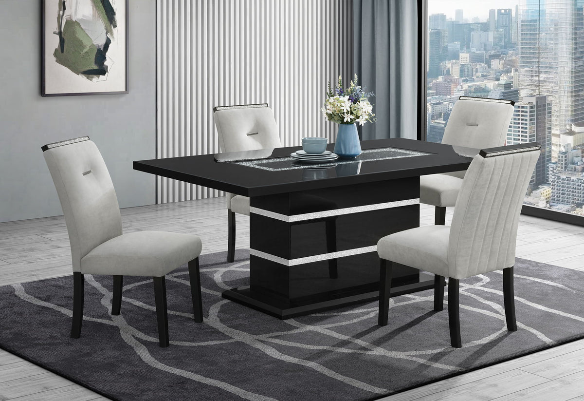 Monaco - 5 Piece Dining Room Set (Dining Table And 4 Dinning Chairs) - Black