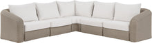 Load image into Gallery viewer, Seacrest - 123.25" Olefin Water Resistant Fabric And Wicker 5 Piece Outdoor Patio Modular Sectional
