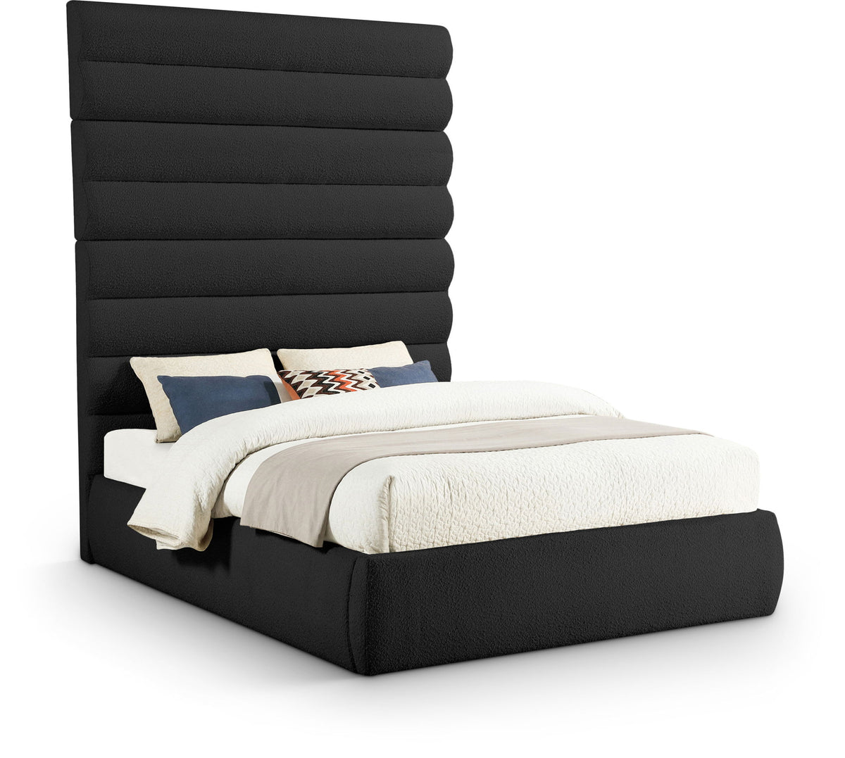 Adam - Boucle Fabric Bed With 89" Headboard