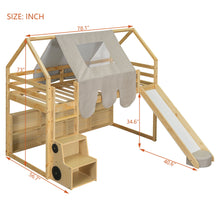 Load image into Gallery viewer, Loft Bed With House Shaped Frame And Tent
