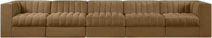 Rummi - Velvet Performance Fabric Upholstered 5 Piece Modular Sofa