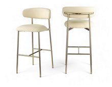 Load image into Gallery viewer, Lupita - Vegan Leather Upholstered Bar Stool (Set of 2) - Cream / Brushed Gold
