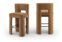 Load image into Gallery viewer, Zuno - Velvet Performance Fabric Upholstered Bar Stool (Set of 2) - Saddle
