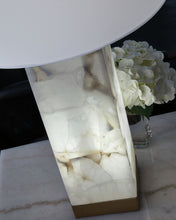 Load image into Gallery viewer, Linderfield - Alabaster Table Lamp - White / Gold Finish
