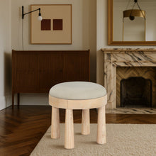 Load image into Gallery viewer, Larea - Linen Textured Fabric Ottoman - Natural Base
