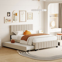 Load image into Gallery viewer, Platform UpholsteredBed With 2 Drawers And Twin Long Trundle

