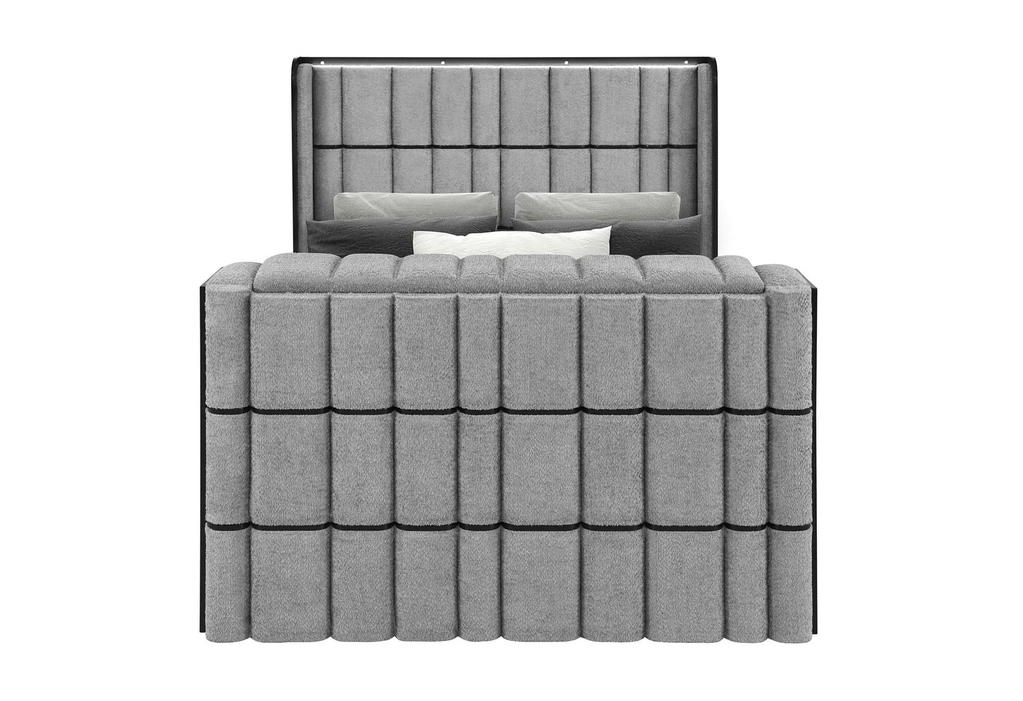 Isabella - Queen Bed Footboard With 50" TV Lift, EU And Bluetooth Speaker - Gray