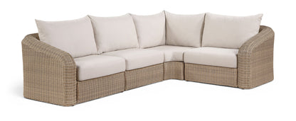 Seacrest - 123.25" Olefin Water Resistant Fabric And Wicker 4 Piece Outdoor Patio Modular Sectional