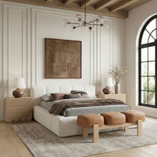 Load image into Gallery viewer, Woodcrest - Vegan Leather Upholstered Bench - Painted Natural Base

