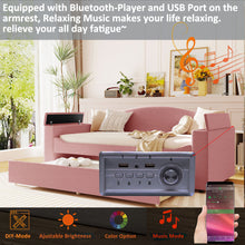 Load image into Gallery viewer, Upholstered Daybed With Storage Armrests, Trundle And Latest Integrated tooth Audio System

