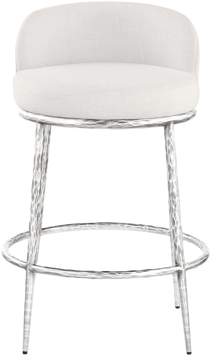 Ferro - Upholstered Counter Stool With Brushed Silver Base