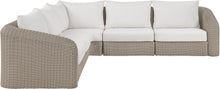 Load image into Gallery viewer, Seacrest - 123.25" Olefin Water Resistant Fabric And Wicker 5 Piece Outdoor Patio Modular Sectional
