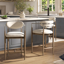 Load image into Gallery viewer, Artemis - Mixed Material Upholstered Counter Stool - Warm White
