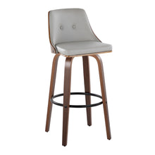 Load image into Gallery viewer, Gianna - Mid-Century Modern Fixed Height Barstool &amp; Swivel With Round Footrest (Set of 2) - Walnut / Light Gray
