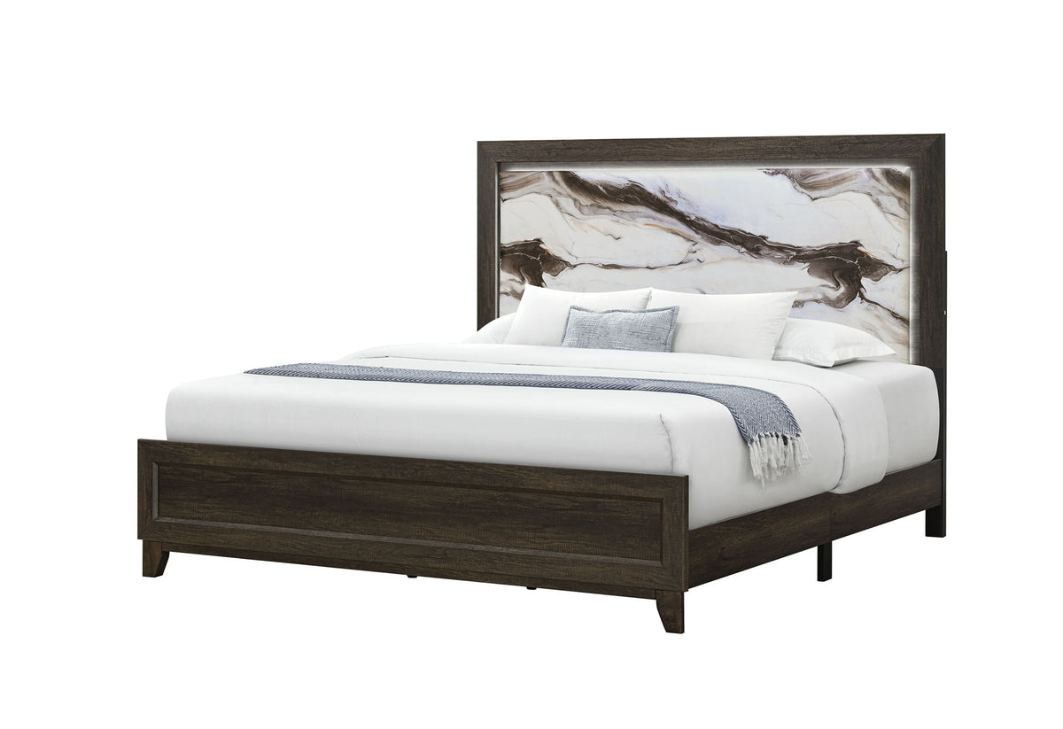 Harmony - Twin Bed With LED - Dark Brown