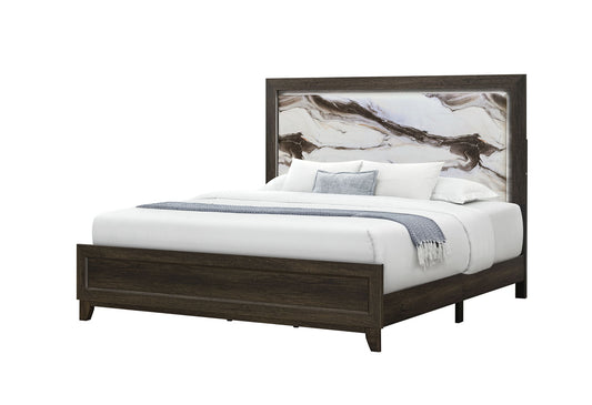 Harmony - King Bed With LED - Dark Brown