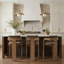 Load image into Gallery viewer, Cedra - Velvet Performance Fabric Upholstered Counter Stool - Brown Frame
