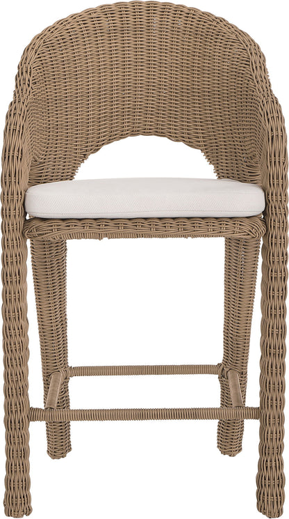 Seacrest - Olefin Water Resistant Fabric And Wicker Outdoor Patio Bar Stool
