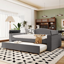Load image into Gallery viewer, Upholstered Daybed With Storage Armrests, Trundle And Latest Integrated tooth Audio System
