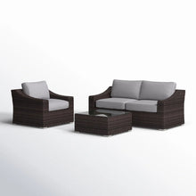 Load image into Gallery viewer, Outdoor Wicker Conversation Set With Cushions, All Weather

