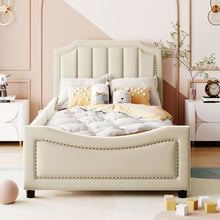 Load image into Gallery viewer, Upholstered Daybed With Classic Stripe Shaped Headboard
