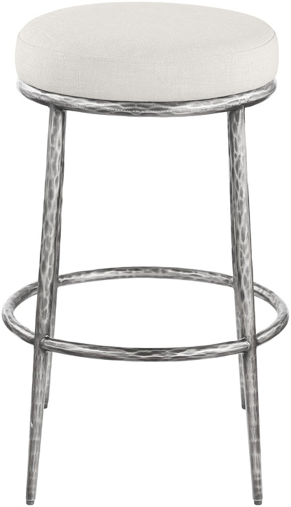 Ferro - Performance Fabric Upholstered Backless Bar Stool - Antique Silver