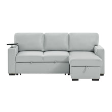 Load image into Gallery viewer, U0212 - Pull Out Sofa Bed With 1 Table Tray, 1 USB, And Storage Chaise - Silver
