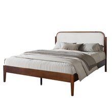 Load image into Gallery viewer, Hawthorne - 5/0 Queen Upholstered Platform Headboard - Walnut / White
