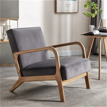 Open Framed Armchair With Cushioning And - Gray