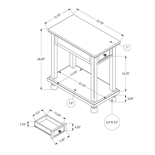 Accent End Table, Storage Drawer, Traditional - Espresso