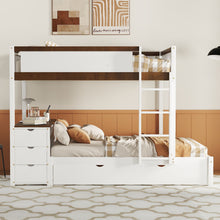 Load image into Gallery viewer, Bunk Bed With Twin Size Trundle, Storage And Desk
