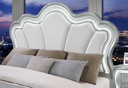 Aria - Queen Bed Headboard With LED - Silver