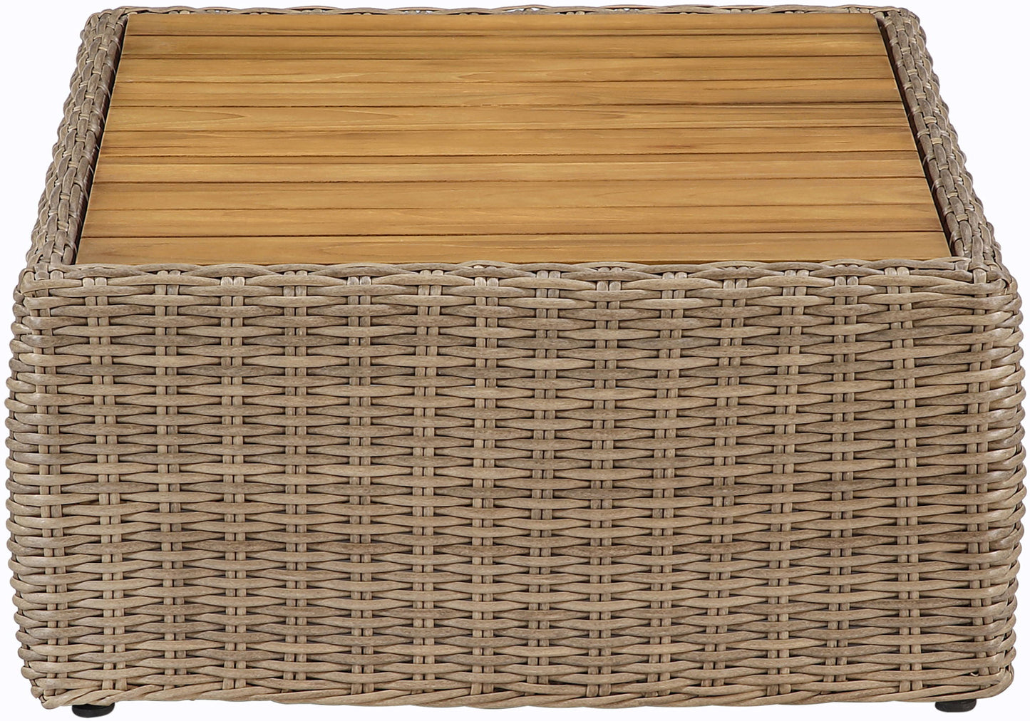 Seacrest - Teak Wood And Wicker Outdoor Patio Coffee Table
