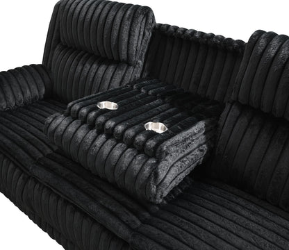 U112 - Corduroy Motion Sofa With Dropdown - Black