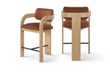 Load image into Gallery viewer, Cedra - Velvet Performance Fabric Upholstered Counter Stool - Cognac

