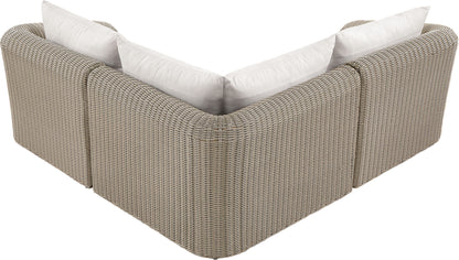 Seacrest - Olefin Water Resistant Fabric And Wicker 3 Piece Outdoor Patio Modular Sectional