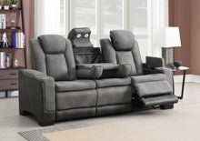 Load image into Gallery viewer, U77 - Power Reclining Sofa With Power Headrest, Reading Light, Magzine Pocket, Storage Arms / USB And Wireless Charger - Slate
