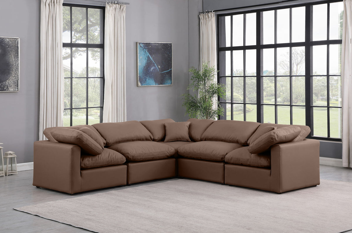 Indulge - Faux Leather 5 Piece Modular Corner Sectional
