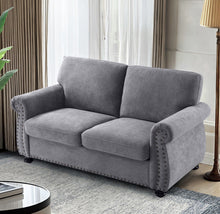 Load image into Gallery viewer, Soft Loveseat, Upholstered 2 Seater Couch, Loose Back Cushions And Turned Legs
