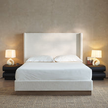 Load image into Gallery viewer, Hosford - Minimalist Upholstered Wingback Bed With Wood Base Platform
