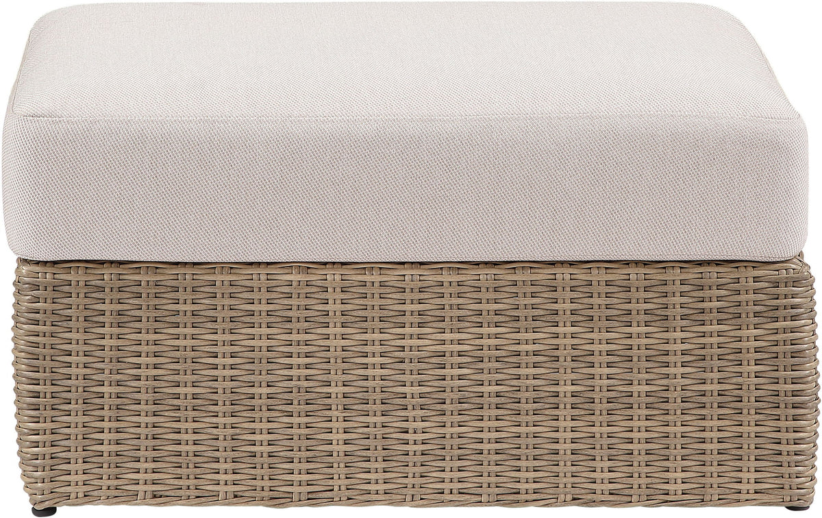 Seacrest - Olefin Water Resistant Fabric And Wicker Outdoor Patio Ottoman/Coffee Table