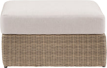 Load image into Gallery viewer, Seacrest - Olefin Water Resistant Fabric And Wicker Outdoor Patio Ottoman/Coffee Table
