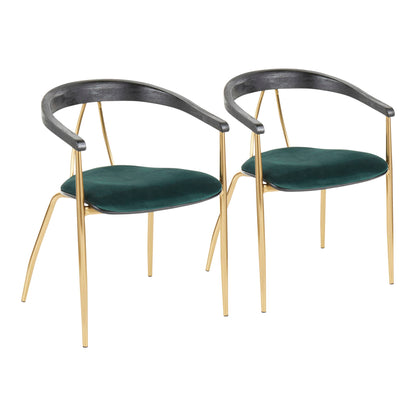 Vanessa - Contemporary Chair (Set of 2) - Gold / Green - Black - Ego Home Furniture