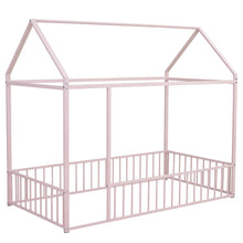 Load image into Gallery viewer, Metal Bed House Bed Frame With Fence
