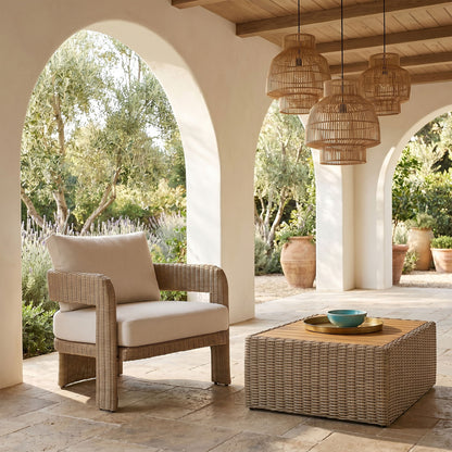 Sandbay - Olefin Water Resistant Fabric And Wicker Outdoor Patio Accent Chair