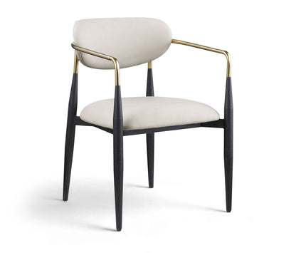 Ronda - Vegan Leather Upholstered Dining Arm Chair - Black Legs