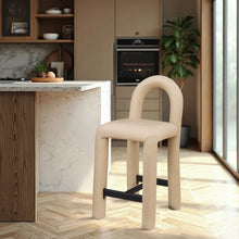 Load image into Gallery viewer, Amari - Vegan Leather and Boucle Fabric Stool
