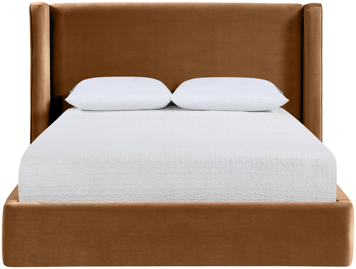 Kendall - Velvet Upholstered Bed - Saddle