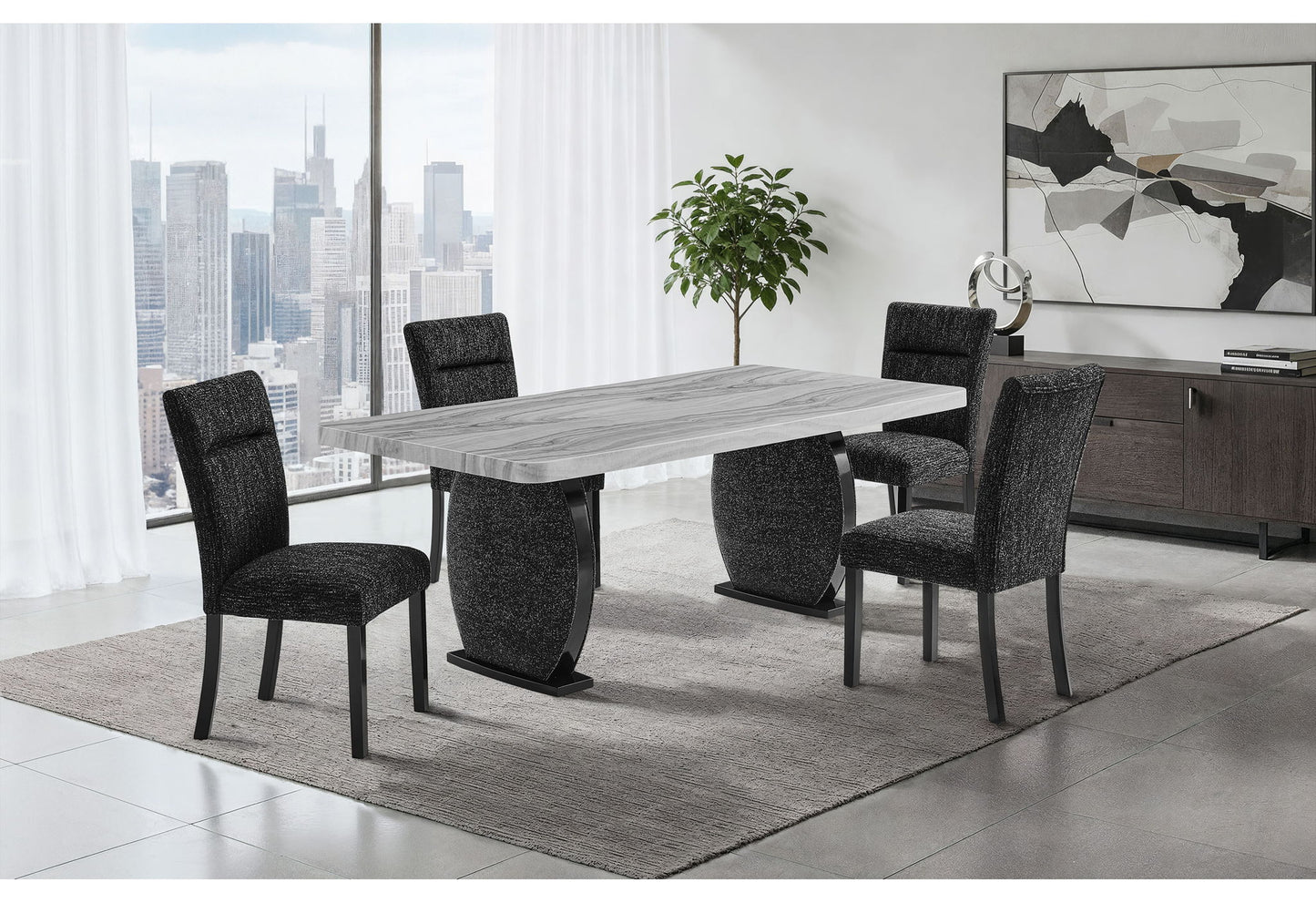 D2502 - 5 Piece Dining Room Set (Table And 4 Chairs) - Black